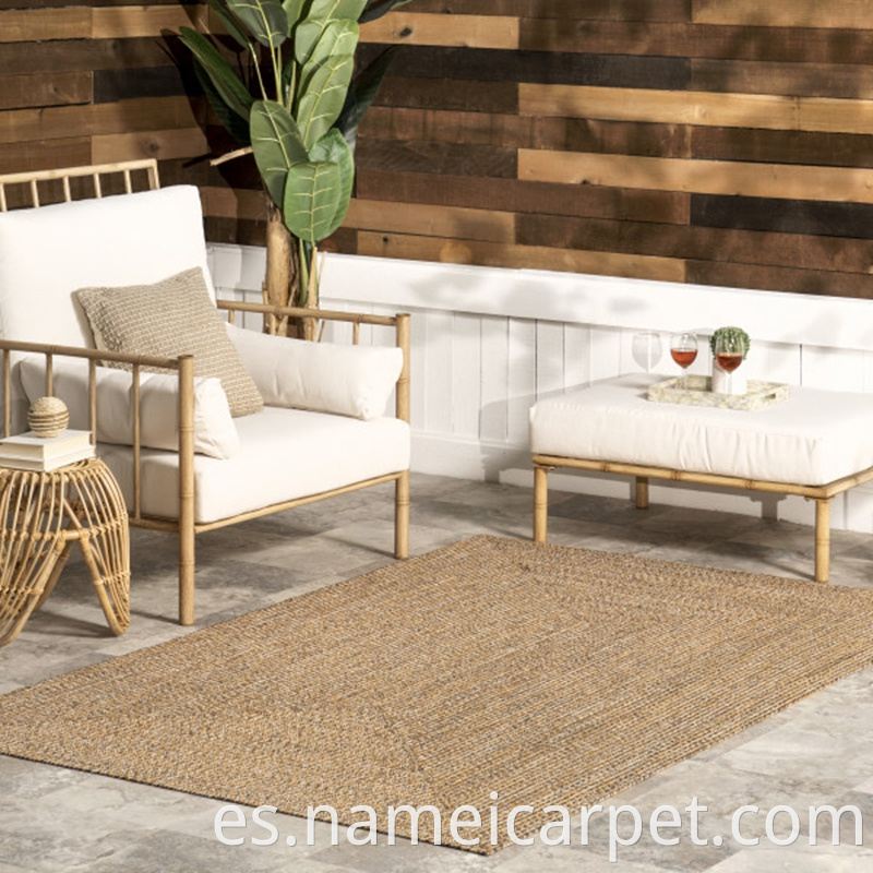 polypropylene braided woven brown colour outdoor patio rug (76)